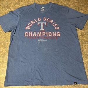 '47 Brand Texas Rangers World Series Champions Blue Graphic Tee 2023